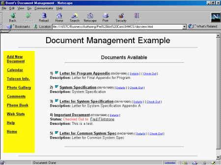 Perl Document Management System Screen Shot 2
