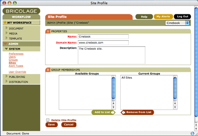 Bricolage Site Profile