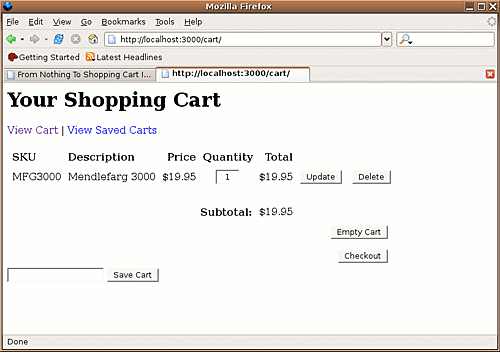 Shopping Cart Page Screenshot