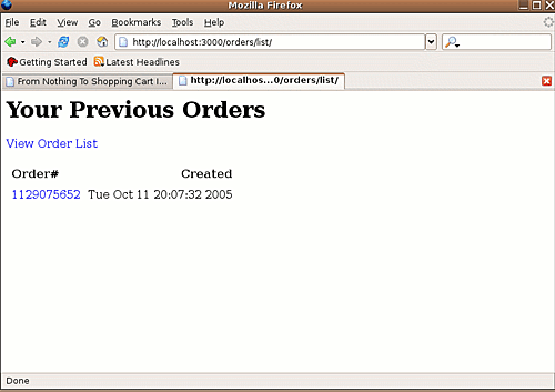 Orders List Page Screenshot