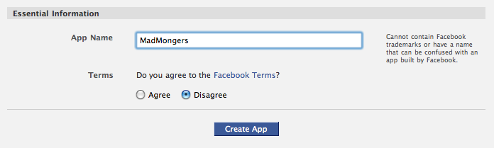 registering a Facebook application