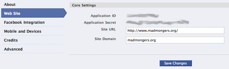 registering your application's web site