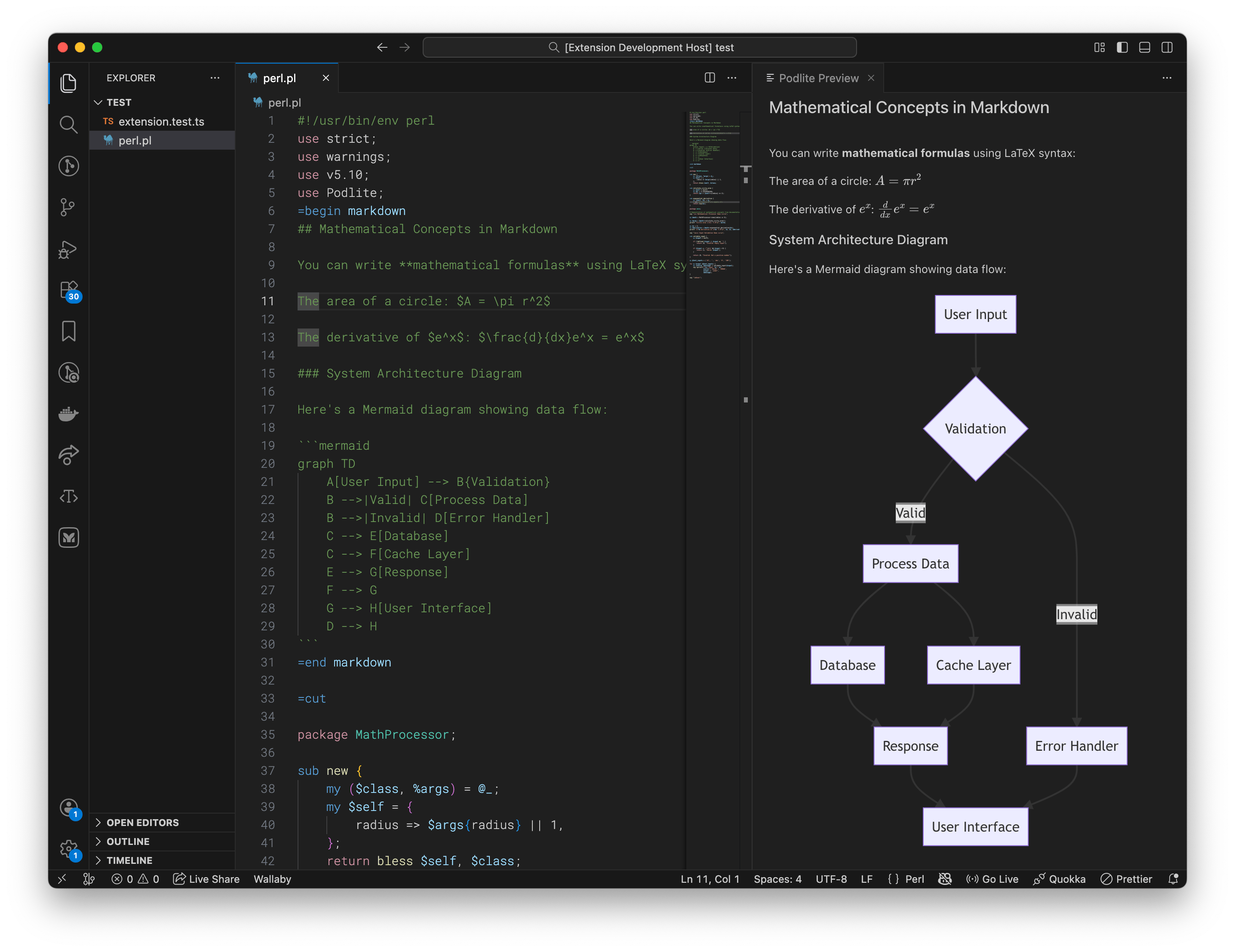 Podlite source, including =markdown block